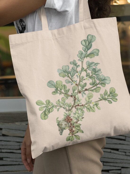 Outfit Bits Handbags - Canary Island Ice Plant Vintage Floral Print Graphic Canvas Tote Bag